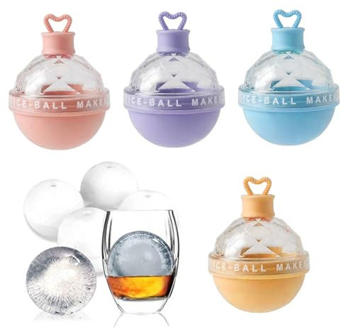 Rouloudun Ice Ball Maker Mold Light Bulbs Ice Molds Silicone Whiskey Ice Ball Maker Bulb Ice Hockey Mold for Cocktail Coffee Juice 4PCS