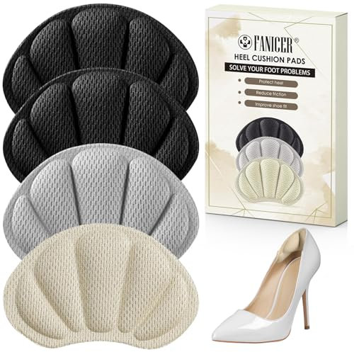 4 Paar Fersenpolster,Anti-BläSchen Dicke Schuheinlagen, Fersen Patch,Gegen Reibung Heel Pads für Männer Frauen,für zu große Schuhe(Beige, Schwarz, Grau)