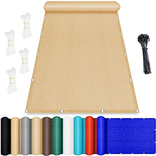 Rechteckig Sonnensegel 100 x 130 cm, Sonnenschutz Reißfest 98% UV Schutz Atmungsaktiv Sonnen Segel, Schattennetz mit Ösen Und Kordel (Support Customization), für Terrasse, Garten, Balkon, Sandgelb