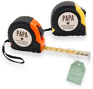Abenteuernah Maßband, Papa Geschenk, Opa Geschenke, Präsent für Männer, Vatertag, Vatertagsgeschenk, persönliches Danke Bandmaß als Dankeschön (wir haben nachgemessen orange)