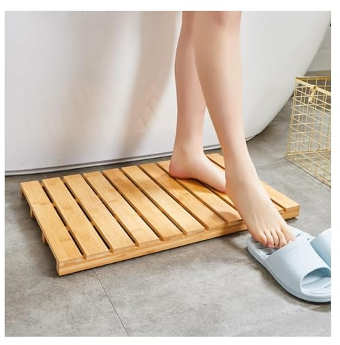 TAIPINGOZ Duschmatte aus Teakholz, Holzbodenmatte, Badewannenablage aus Holz, Luxus-Spa-Duschbodenmatte, rutschfeste Innen-Duschmatte aus Holz, Wohndekor(70x80cm (27 1/2x31 1/2))
