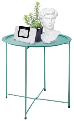 SAGELSHN Klapptisch Gartentisch Klappbarer Beistelltisch Aus Metall, Runder Tisch, Klappbarer Tisch Für Heimcamping Campingtisch für Küche(Grün)