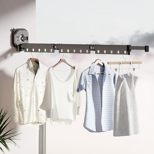 FOGOIN EspaceCloth Sèche-Tout Mural Ventouse - Étendoir à Linge Extensible sans Perçage, Gain de Place pour Balcon/Buanderie (Black, 126cm)