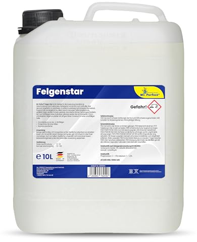 Mr. Perfect Felgenreiniger für Alufelgen & Stahlfelgen 10L | Saurer Felgen Reiniger entfernt hartnäckige Verschmutzungen, Bremsstaub & Flugrost | Felgenpflege für Auto & Motorrad | Made in Germany