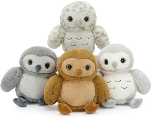 MorisMos 4 stücke süß Eule Kuscheltier Set, 20cm hoch weich Eule plüschtier stofftier Puppe Spielzeug owl, Geburtstag Weihnachten Geschenk Kinder Baby