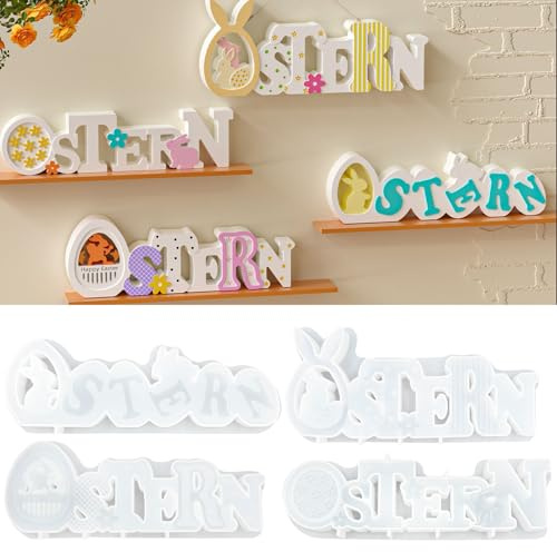 TZEKING Silikonformen Gießformen Ostern,4 Stück 3D Osterhase SilikonformGipsformen zum Gießen,DIY Hasenform für Ostern,Silikonformen Gießformen,Ostern Dekoration