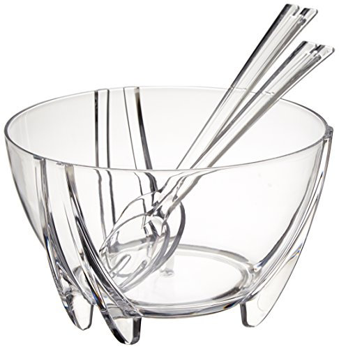Prodyne Acrylic Salad Bowl with Servers, Clear,6 quarts