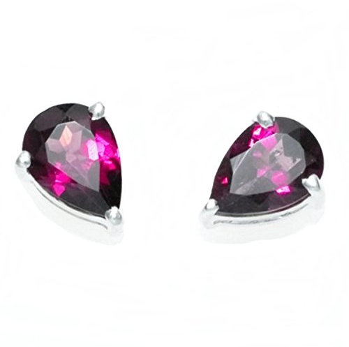Schmuck-Schmidt-Ohrstecker Seltener Rhodolith 925-Silber- Rhodiniert-1,40 Karat