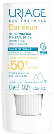 Uriage Bariesun Mineral-Stick LSF50+ - Sehr hoher Schutz vor UVA/UVB-Strahlen und blauem Licht - Taschenformat und leicht aufzutragen - unsichtbares Finish - nicht fettend - wasserbeständig - 8g
