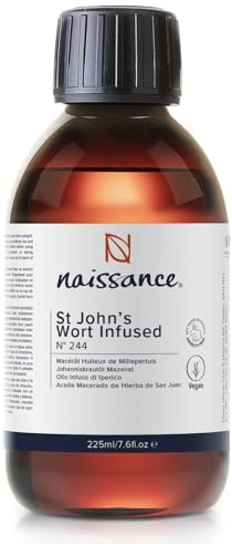 Naissance St John's Wort Oil (No. 244) - 225ml - Pure, Natural - Infused in Sunflower Oil - for Homemade Beauty Formulations, Massage, Skincare