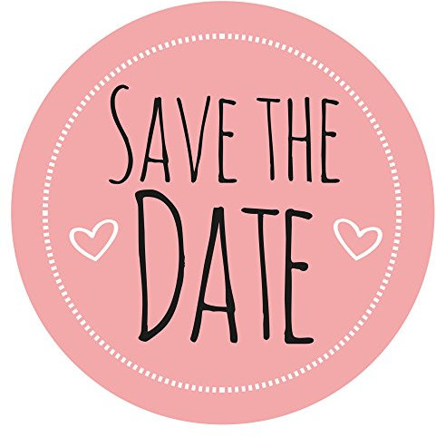 Frau WunderVoll® 48 Aufkleber Save The Date, ROSA, Durchmesser 4 cm/Sticker, Hochzeit, Sticker Hochzeit, Kindergeburtstag, Aufkleber Kinder, Aufkleber Junge, Mädchen, Sticker Mädchen, Jungen
