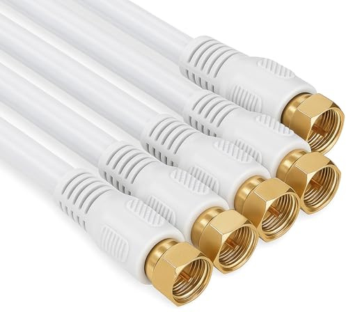 1aTTack.de 5x 1,5m SAT TV Antennenkabel Koaxial HDTV Weiß | 2-fach geschirmtes Koaxialkabel für SAT/TV, DVB-S/DVB-S2, HDTV, Radio und DAB; vergoldete Metallstecker