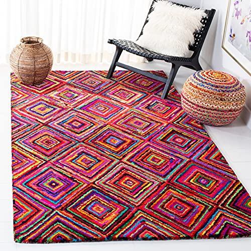 SAFAVIEH Nantucket Collection Area Rug - 5' x 8', Multi, Handmade Boho Diamond Cotton, Ideal for High Traffic Areas in Living Room, Bedroom (NAN317A)