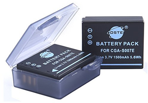 DSTE 2-Pack Rechange Batterie pour Panasonic S007E DMC-TZ11 DMC-TZ15 DMC-TZ4 DMC-TZ5 DMC-TZ1 DMC-TZ1-A DMC-TZ1-K DMC-TZ1-S DMC-TZ11GK DMC-TZ15GK DMC-TZ1BK DMC-TZ1BS DMC-TZ1EB-A