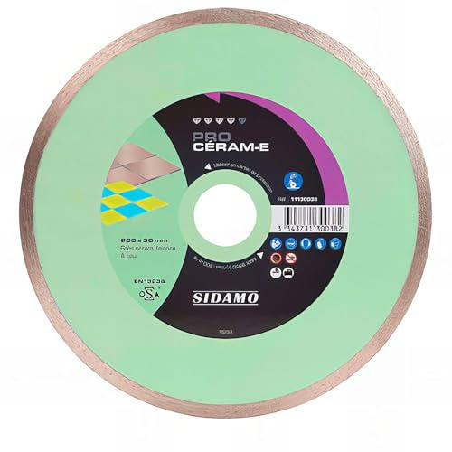 Disque diamant PRO CÉRAM-E D. 200 x 30 x H 7 mm Grès céram/faïence - 11130038 - Sidamo