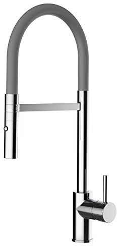 VIZIO Einhebel Küchenmischer mit schwenkbarem Auslauf und abnehmbarer 2 Strahl Handbrause/CHROM - Grau/Profi/Design/Restaurant/Haus