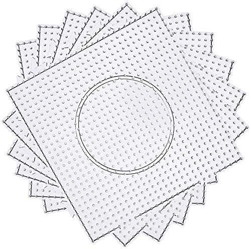 H&W Bügelperlen Platten,6Pcs 5mm Steckperlen,Transparente Steckplatten Bausätze mit 4 Bügelpapier für DIY Handwerk Perlen