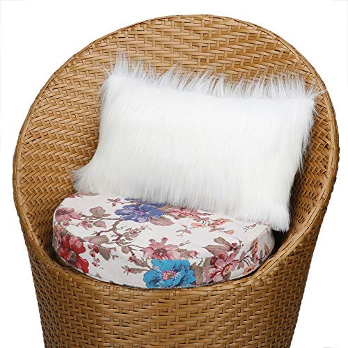 RAJRANG BRINGING RAJASTHAN TO YOU Flauschiges Kissen - 30x50 cm zottel fellkissen weiß Kissenbezug mit reißverschluss Dekorative dekokissen für Sofa Schlafzimmer Auto