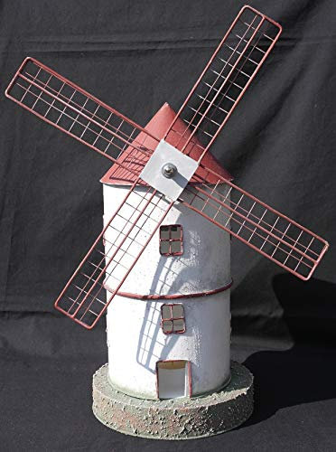 Free Standing Detailed White Windmill Candle Holder