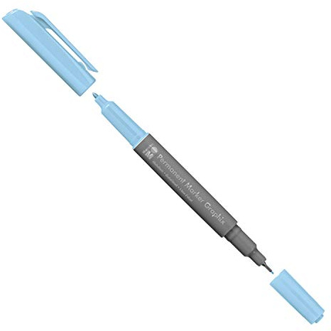 Marabu 01470003090 - Permanent Marker Graphix in Hellblau, mit Doppelspitze 1-2 mm und 0,5 mm, brillante Farben, schnelltrocknende, alkoholbasierte Tinte, geruchsarm und wasserfest