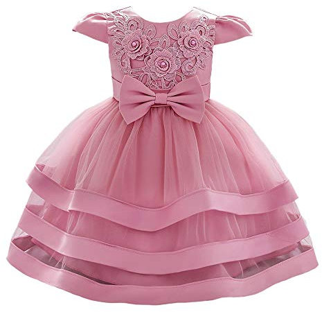 Lito Angels Robe Mariage Ceremonie Anniversaire pour Bebe Fille, Taille 12-18 Mois, Rose poussiéreuse (étiquette en Tissu 80)