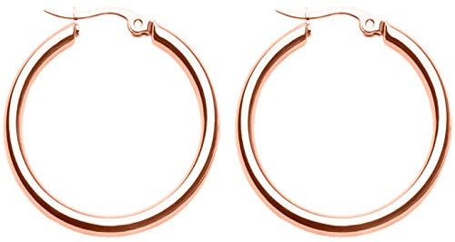 day.berlin Creolen Circle in Rosegold 18k vergoldet, Damen Ohrringe 3cm Durchmesser, 3mm stark, 316L Edelstahl nickelfrei und wasserfest