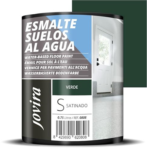 JOVIRA PINTURAS Esmalte Suelos al agua. Especial para suelos de garajes, almacenes, gimnasios, lavanderías, parques infantiles, pistas deportivas, etc. (750 Mililitros, Verde) C-8