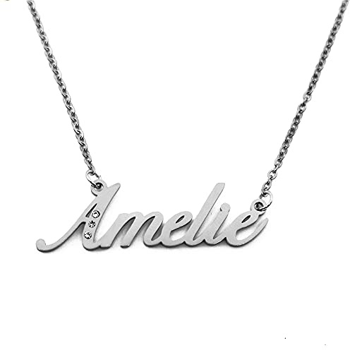 Kigu Namenskette Amelie – Silberton – Personalisierte Halskette – Schmuck für Damen – personalisierter Schmuck für Mädchen – Custom Anhänger Amelie