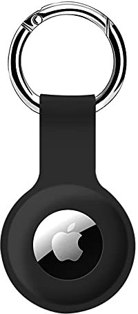 COLORCORAL AirTag Holder Case- Silicone Case for AirTag Keyring for Keys, Bags, Luggage, Pet Collars Anti- Lost and Scratch-Resistant Design for Apple Air Tags 2021(Black)