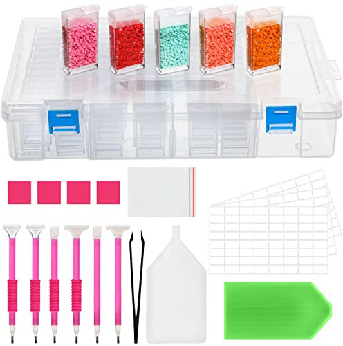 BELLE VOUS 151-Teilig 5D Diamant Painting Zubehör und Werkzeug - 84 Fächer Diamond Painting Dosen mit Aufbewahrungsbox - zum Basteln & DIY, Kunst-& Bastelzubehör, Werkzeugbehälter Schmuck Organizer
