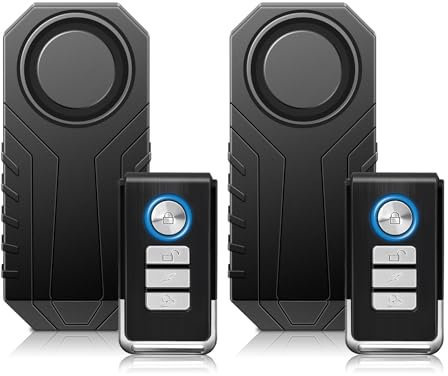 Bike Alarm with Remote 2Pack, 113dB Wireless Vibration Motion Sensor Motorcycle Alarm with Remote Anti-Theft IP65 Waterproof Vehicle Security Alarm System