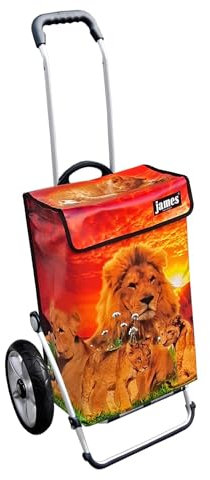 James® Einkaufswagen Design Lion, moderner Einkaufstrolley, bunter Lifestyle Trolly, Rollkoffer für Shopping, bis 50kg Tragkraft, Grosse Räder, Made in Österreich!