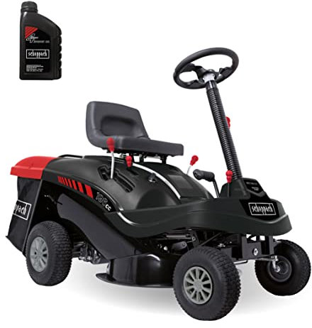 Scheppach Benzin Rasentraktor Aufsitzmäher MR196-61 | 6,5PS | Schnittbreite 61cm | 5-Fach Höhenverstellung | E-Start | 150 L Fangsack | 4X Vorwärts / 1xRückwärtsgang | inkl. Motoröl