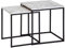 möbelando Design Beistelltisch 2er Set Marmor Optik Weiß | Couchtisch 2 teilig Tischgestell Schwarz | Kleine Wohnzimmertische | Moderne Satztische