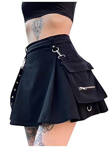 Lulupi Damen Gothic Kleidung Mantel Jacke Kleid Hose Oberteil Shirt Rock Pullover Schuhe Schmuck Moon Druck Schwarz Punk Harajuku Stil Vintage Cosplay Karneval Fasching Halloween Kostüm