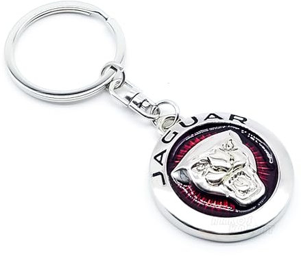 ARKOSKNIGHT Kreativer Auto-Logo-Schlüsselanhänger für Auto, 3D-Chrom-Metall-Legierung, Schlüsselanhänger, Geschenke für Damen und Herren, Jagvar Red, Large