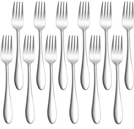 Herogo Forks Set of 12, 20 cm Stainless Steel Dinner Forks Set for Home, Restaurant, Hotel, Mirror Polish Cutlery Table Forks Set, Durable & Dishwasher Safe, Metal Silver