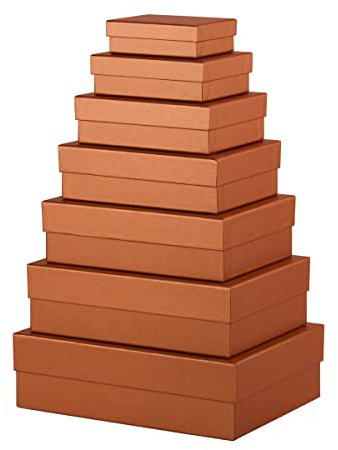 Rössler Papier 13411453540 - Boxline Geschenkbox mit Deckel, 7er Set Geschenkschachteln, Kupfer, Kartonagen rechteckig