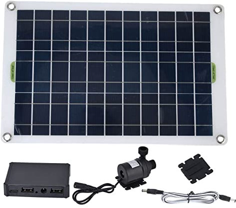 Boxwizard Kit de Bomba de Agua Solar, Panel de 50 W, 800 L/h, 12 V, CC de bajo Ruido, Respetuoso con el Medio Ambiente, Bomba de Estanque Solar de Plástico de Silicona Duradera para Jardín