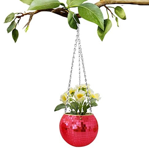SYNYEY Disco Ball Hanging Planter - Disco Flower Pot, 6-inch Plant Holder Indoor Hanging Pot For Window Wall Planters Indoor Decoration