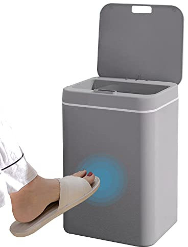 WMLBK Automatic Mülleimer 14 Liter Bewegungssensor-Mülleimer Mülleimer Automatisch mit Deckel Berührungsloser Mülleimer für Küche, Badezimmer,Bad oder Büro (Grau(14L))