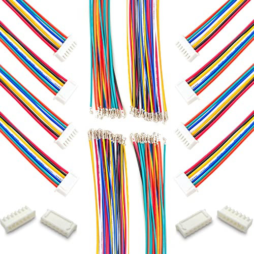 Kidisoii XH 2,54 mm JST-Stecker mit 22 AWG vorgecrimptem Draht, JST XHP-7, 2/3/4/5/6/7/8/9/10/12 Pin Gehäuse Adapterkabelverbinder mit Länge von 10/20/50/80/100 cm Draht (2 Sets XH2,54 7-polig -50 cm)