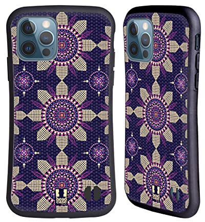 Head Case Designs Violett Einheimisch Dots Hybride Handyhülle Hülle Huelle kompatibel mit Apple iPhone 12 / iPhone 12 Pro