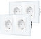 2er-Pack CNBINGO Glas Doppelsteckdose Unterputz in Weiß - Zweifach Schuko Steckdose mit Kindersicherung - 16 Amp Schutzkontakt Wandsteckdose mit Glasrahmen