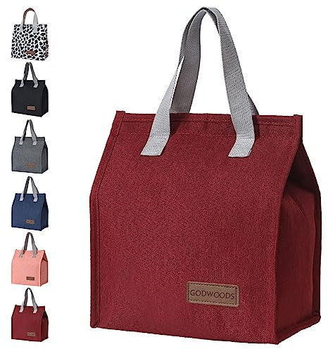 GODWOODS Insulated Lunch Bag for Women Men Large Lunch Box Container Reusable Leakproof Tote for Office, Work, Beach or Travel (Red)