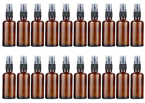 50ml Flacon Pulvérisateur en Verre, Vide Ambre Flacon Spray, Bouteille Rechargeable de Voyage, Pulvérisateur Atomiseur pour Cosmétique pour Huiles Essentielles, Parfums, Aromathérapie, 20pcs