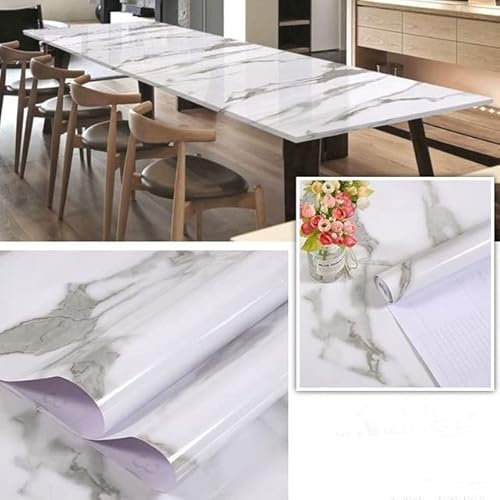 DYETEE Vinyl-Marmor-Tapete, moderne Küche, ölbeständig, wasserdicht, selbstklebend, Brandschutz-Wandaufkleber für Ambry-Möbel