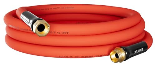 SPECILITE 4,5 m heißer und kalter kurzer Wasserschlauch, 1,9 cm Innendurchmesser, -45,6 °C – 87,8 °C, robuster Gartenschlauch, flexibler und leichter Gummischlauch mit Messingbeschläuchen für Hof,