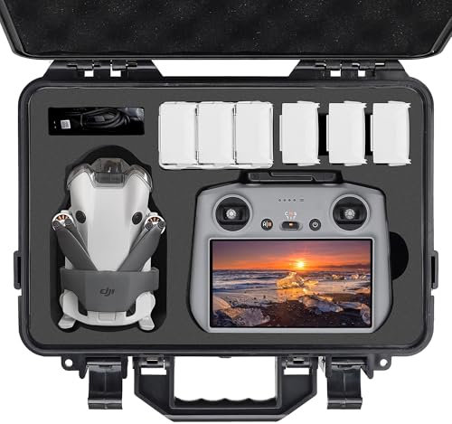 PONYRC Professional Mini 4 Pro Hard Case, Waterproof Travel Carrying Case Bag for DJI Mini 4/3 Pro, with RC-N2/RC 2 Remote & Accessories