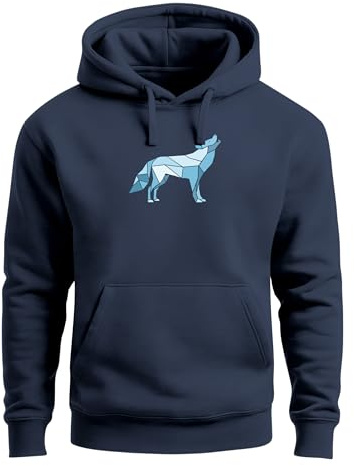 Neverless® Hoodie Herren Geometrie Polygon Tiere Print Aufdruck Wolf Motiv Kapuzen-Pullover Männer Fashion Streetstyle